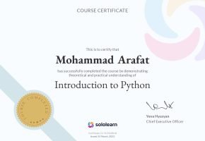 Introduction to python - sololearn